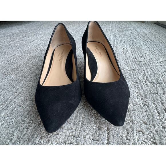 Marion Parke Toscana Black Suede leather Kitten Heel Pumps 38.5 US 8.5 Shoes - Picture 7 of 12